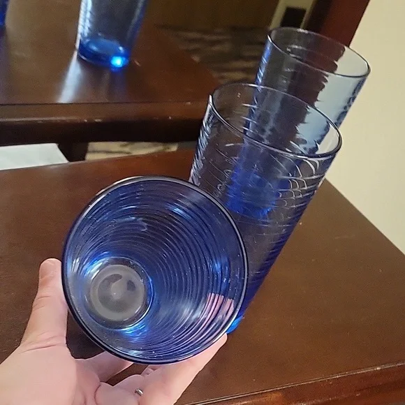 Libbey blue Sirrus set of 3 drinking glasses. Highly desirable. No call outs - Picture 4 of 7